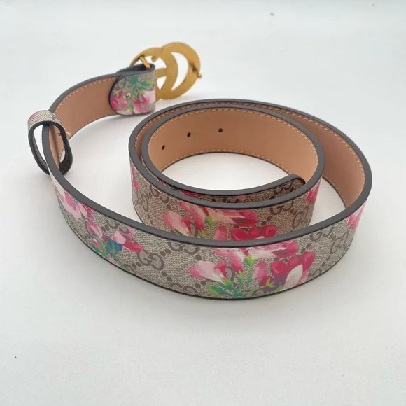 Gucci GG Supreme Monogram Blooms Print Interlocking G Belt  display picture 3